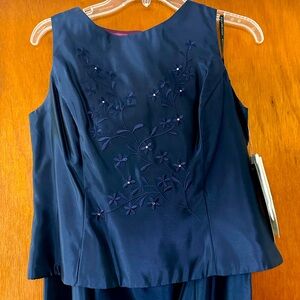 NWT Deep blue Jessica McClintock vintage skirt and top. Size 8.